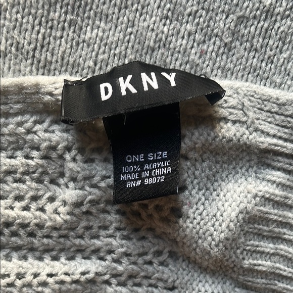 DKNY Light Gray Knit Scarf - Picture 2 of 2